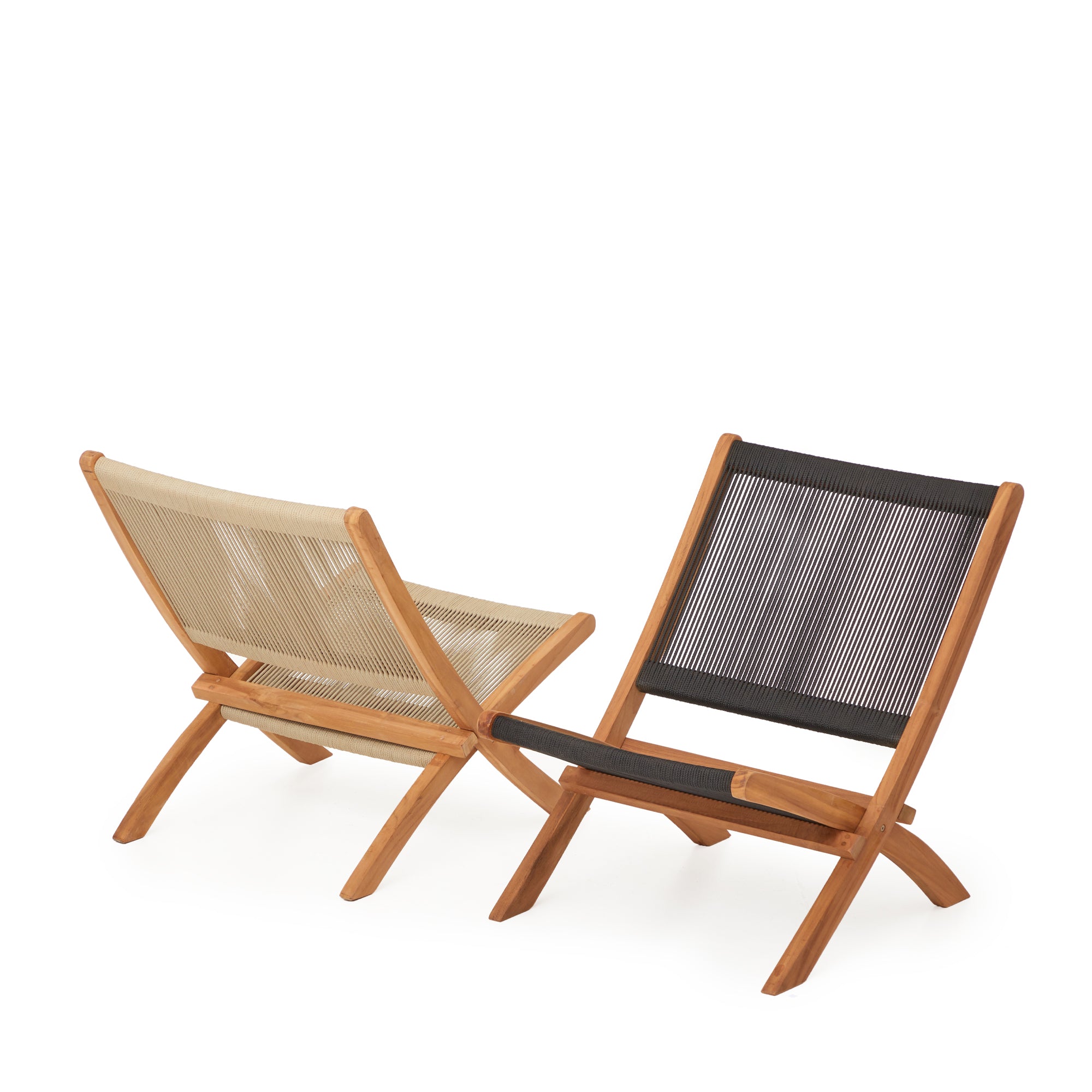 Folding Rope Lounge Chair in Teak image 11