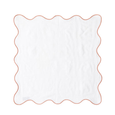 Scallop Napkin White & Pink 45 x 45cm