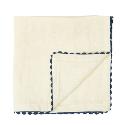 Serenity Ric Rac Linen Napkin Washed Blue 45 x 45cm