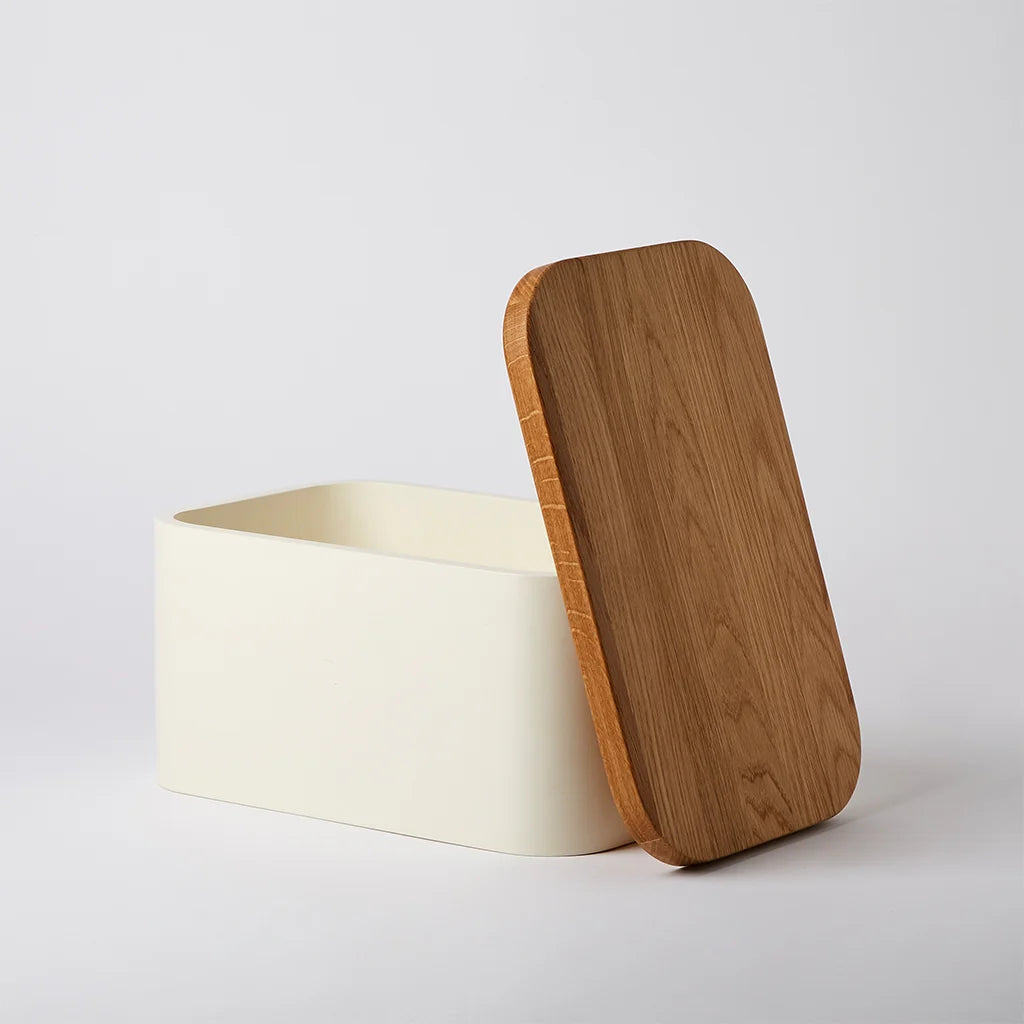 Bread Bin With Chopping Board Lid Cream & Oak