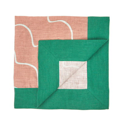 Escapism Wavy Linen Napkin Apricot 45 x 45cm