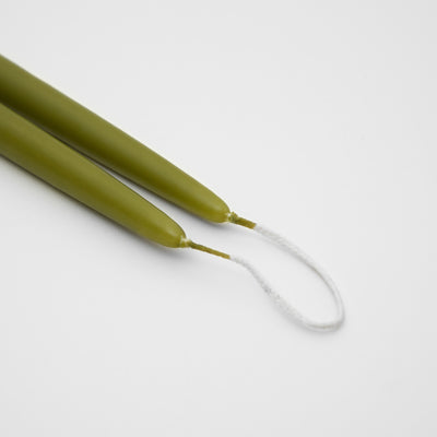 Taper Candle Pair 40cm in Olive Green