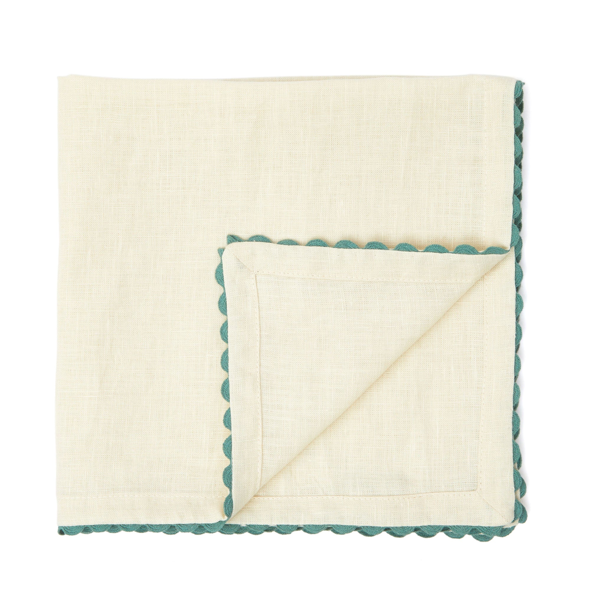 Serenity Ric Rac Linen Napkin Green 45 x 45cm