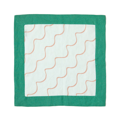 Escapism Wavy Linen Napkin Blue 45 x 45cm