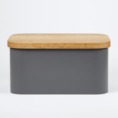 Bread Bin With Chopping Board Lid in Grey & Oak