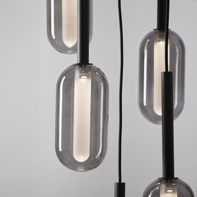 Droplet Dimmable Nine Cluster Ceiling Light Smoked Glass