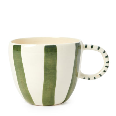 Striped Stoneware Mug Green