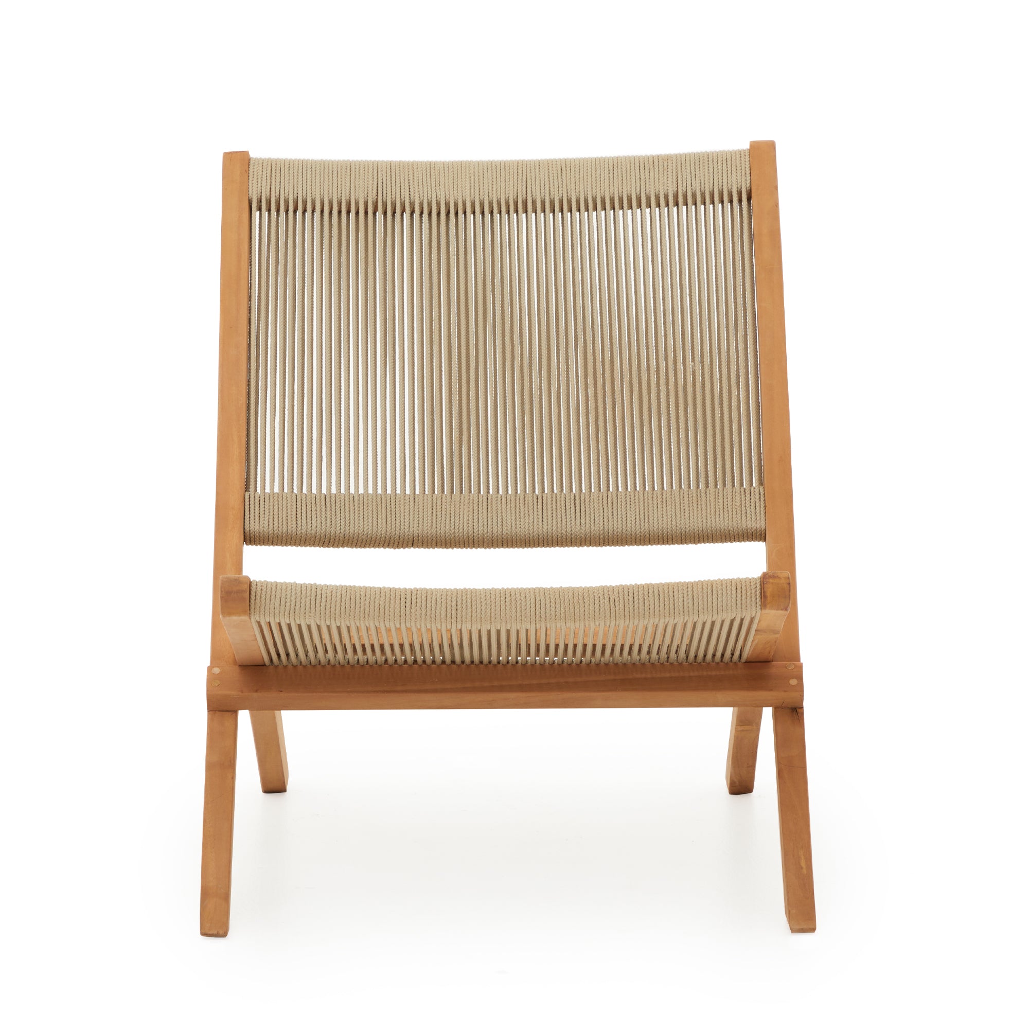 Folding Rope Lounge Chair in Teak image 1