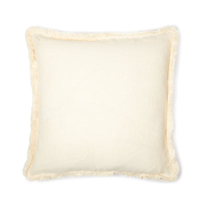 Crescent Cross Stitch Cushion Cover in Antique White & Soft Coral