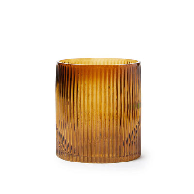 Small Ribbed Vase in Amber