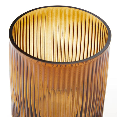 Small Ribbed Vase in Amber