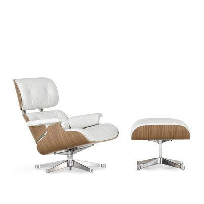 Lounge Chair and Ottoman in Walnut,White Pigmented