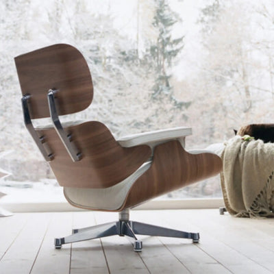 Lounge Chair and Ottoman in Walnut,White Pigmented