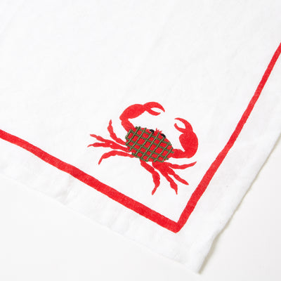 Crab Embroidered Linen Napkin 45 x 45cm