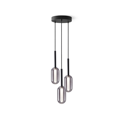 Droplet Dimmable Three Cluster Ceiling Light Smoked Glass