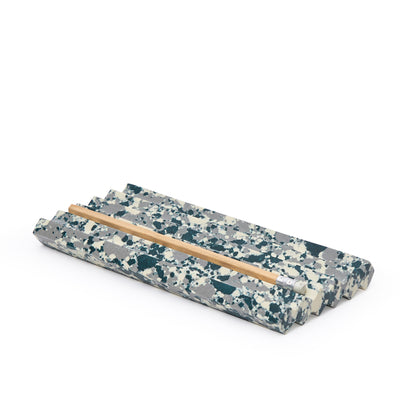 Marbled Geometric Pen Tray Teal