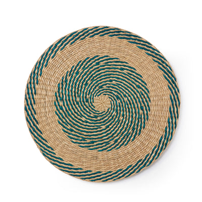 Abstract Charm Seagrass Round Placemat Seaweed & Natural 38cm