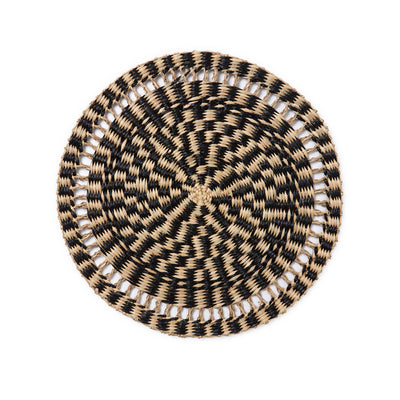 Natures Shadow Seagrass Round Placemat Black & Natural 38cm