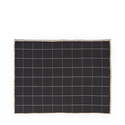 Woven Check Rectangular Placemat Black 40 x 30cm