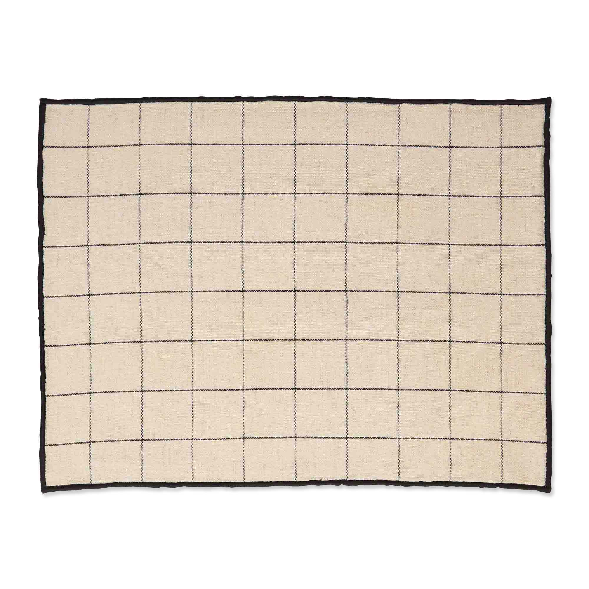 Woven Check Rectangular Placemat Oyster & Black 40 x 30cm