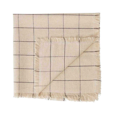 Woven Check Linen Napkin Oyster 45 x 45cm