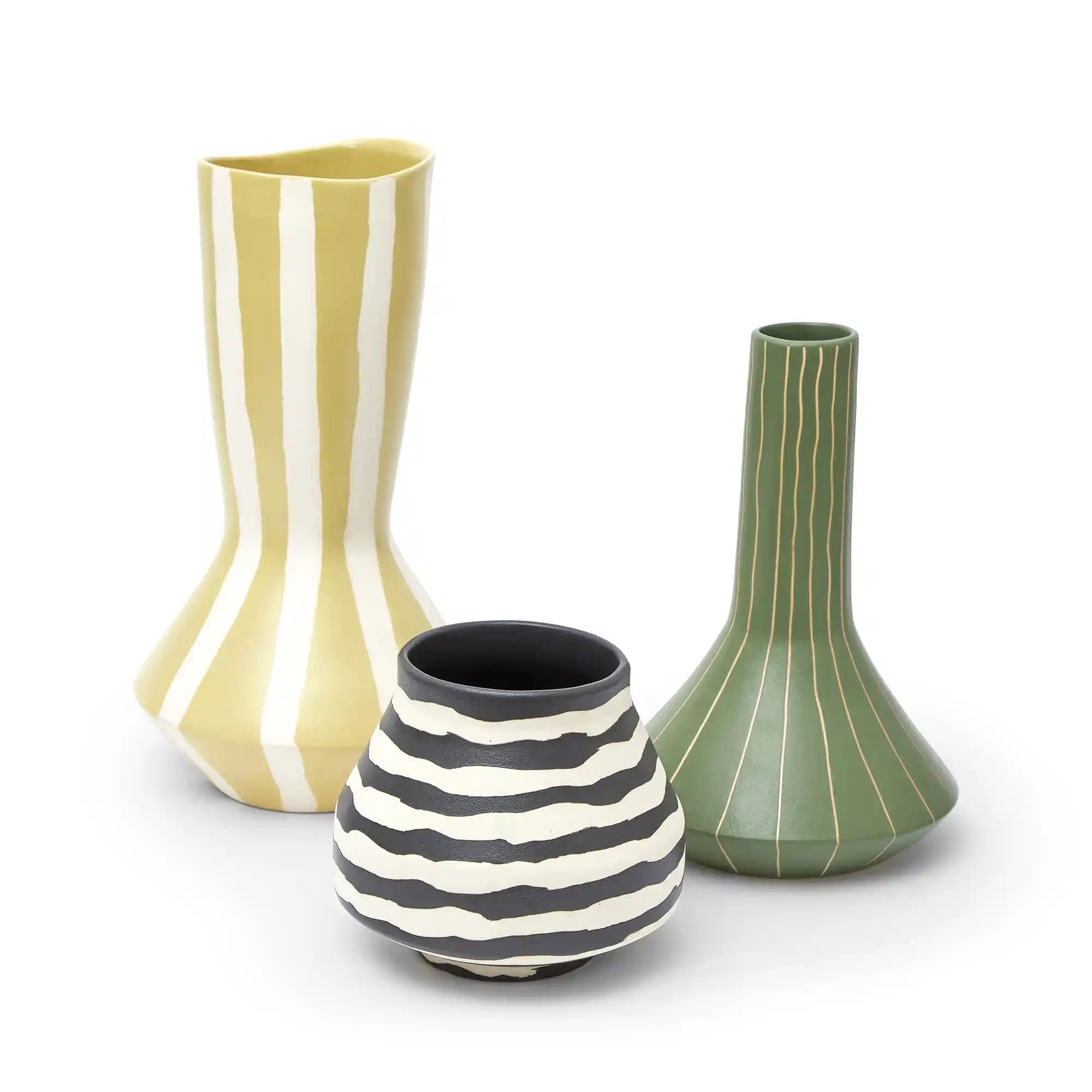 Armes Loose Stripe Vase in Green