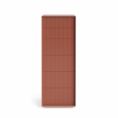 Pillar 6 Drawer Tallboy - Red Sand