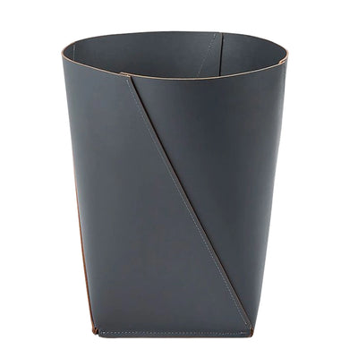 Leather Waste Paper Bin Grey