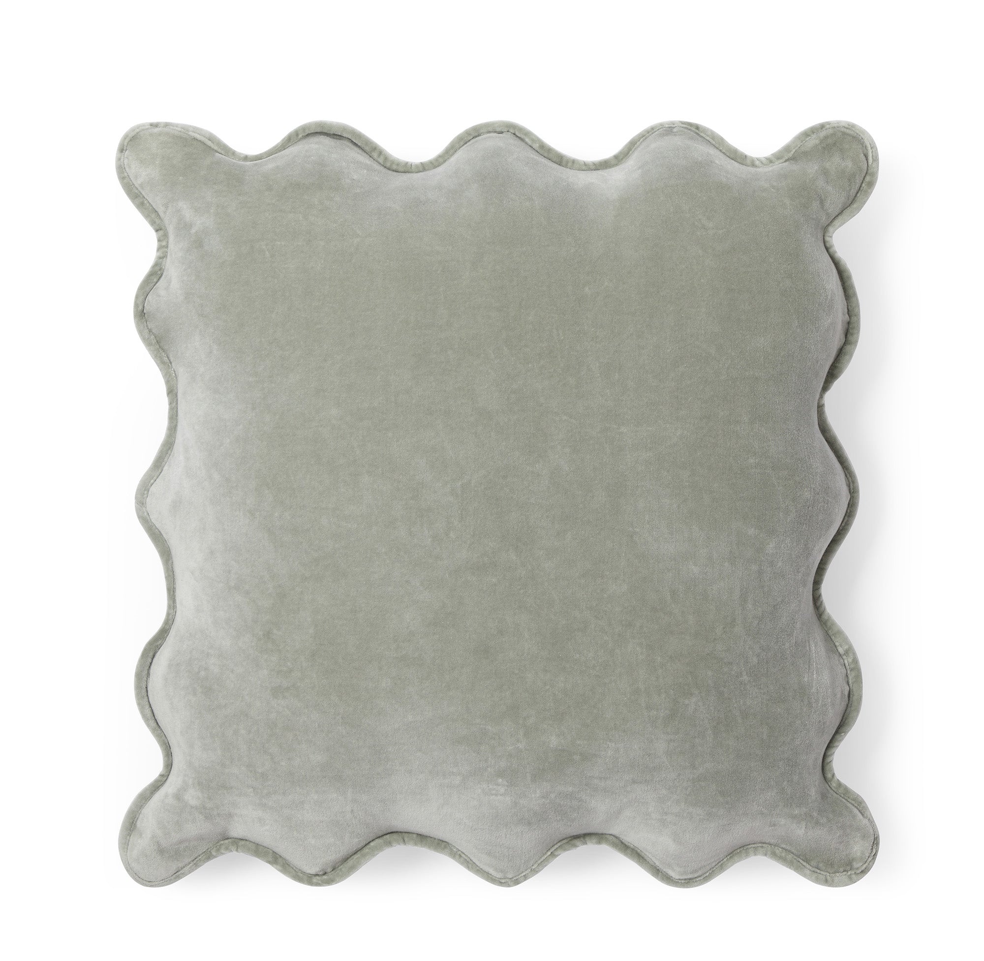 Scallop Velvet Cushion Cover Sage Green 50 x 50cm