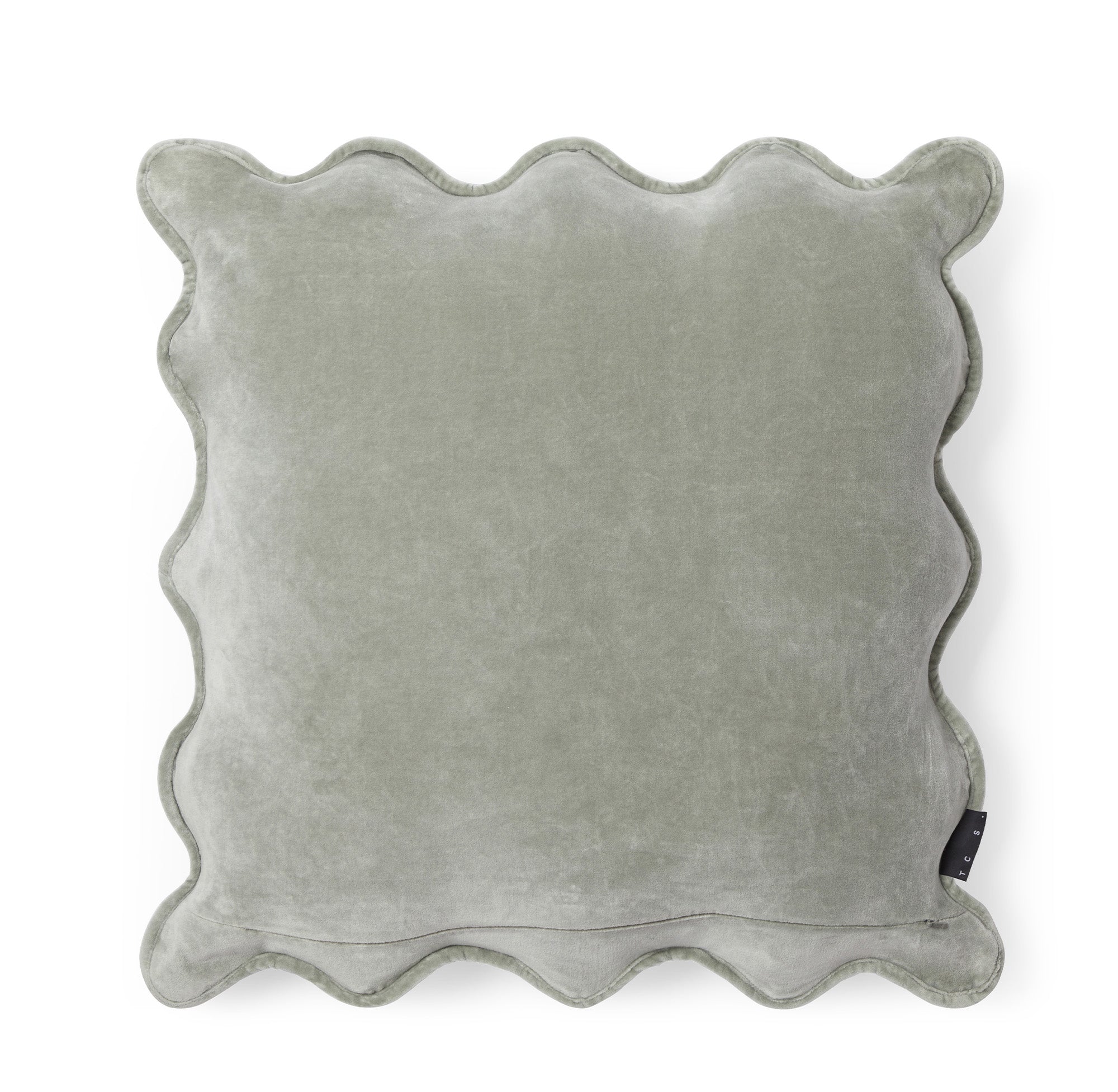 Scallop Velvet Cushion Cover Sage Green 50 x 50cm