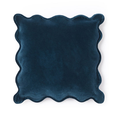 Scallop Velvet Cushion Cover Lagoon Blue 50 x 50cm