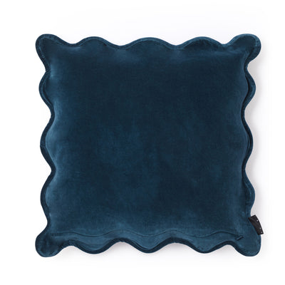 Scallop Velvet Cushion Cover Lagoon Blue 50 x 50cm