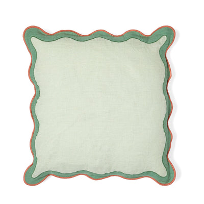 Contrast Scallop Cushion Cover Green 50 x 50cm