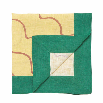 Escapism Wavy Napkin Linen Lemon 45 x 45cm