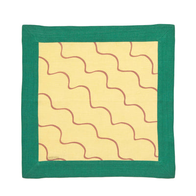 Escapism Wavy Napkin Linen Lemon 45 x 45cm