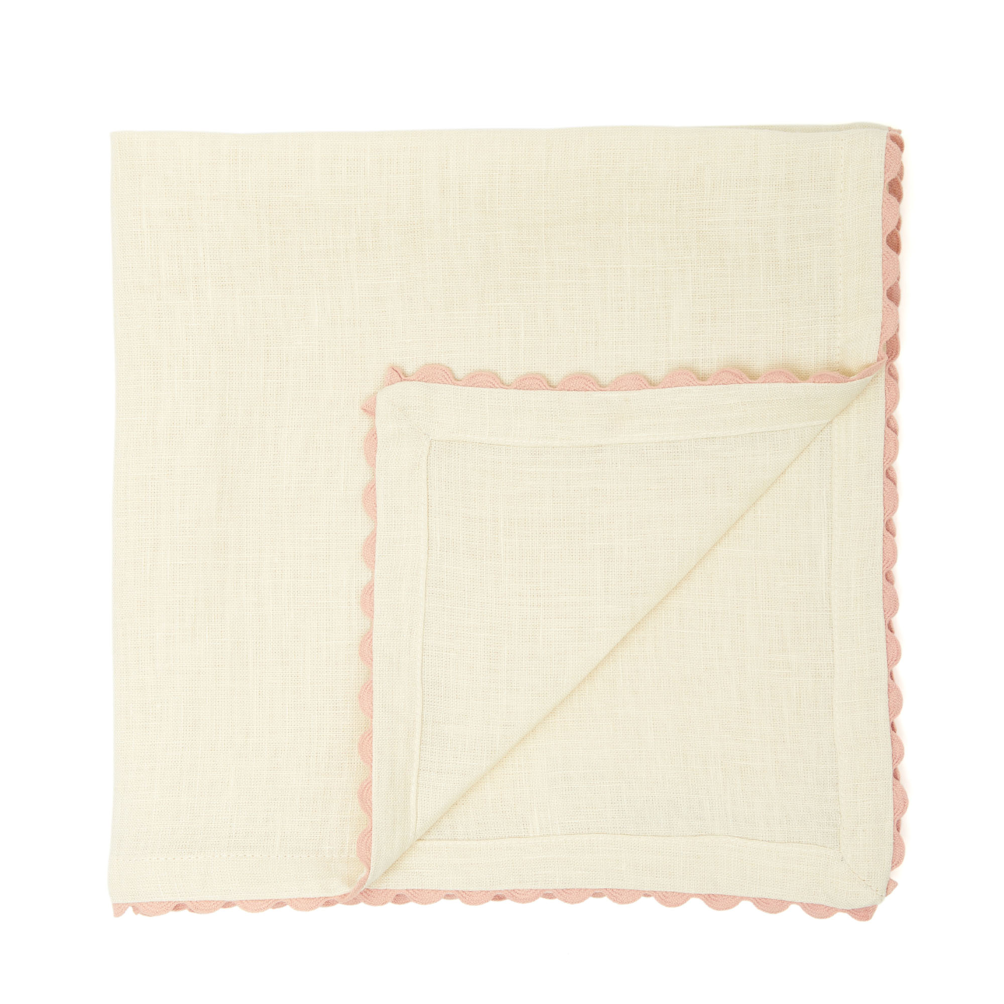 Serenity Ric Rac Linen Napkin Pink 45 x 45cm