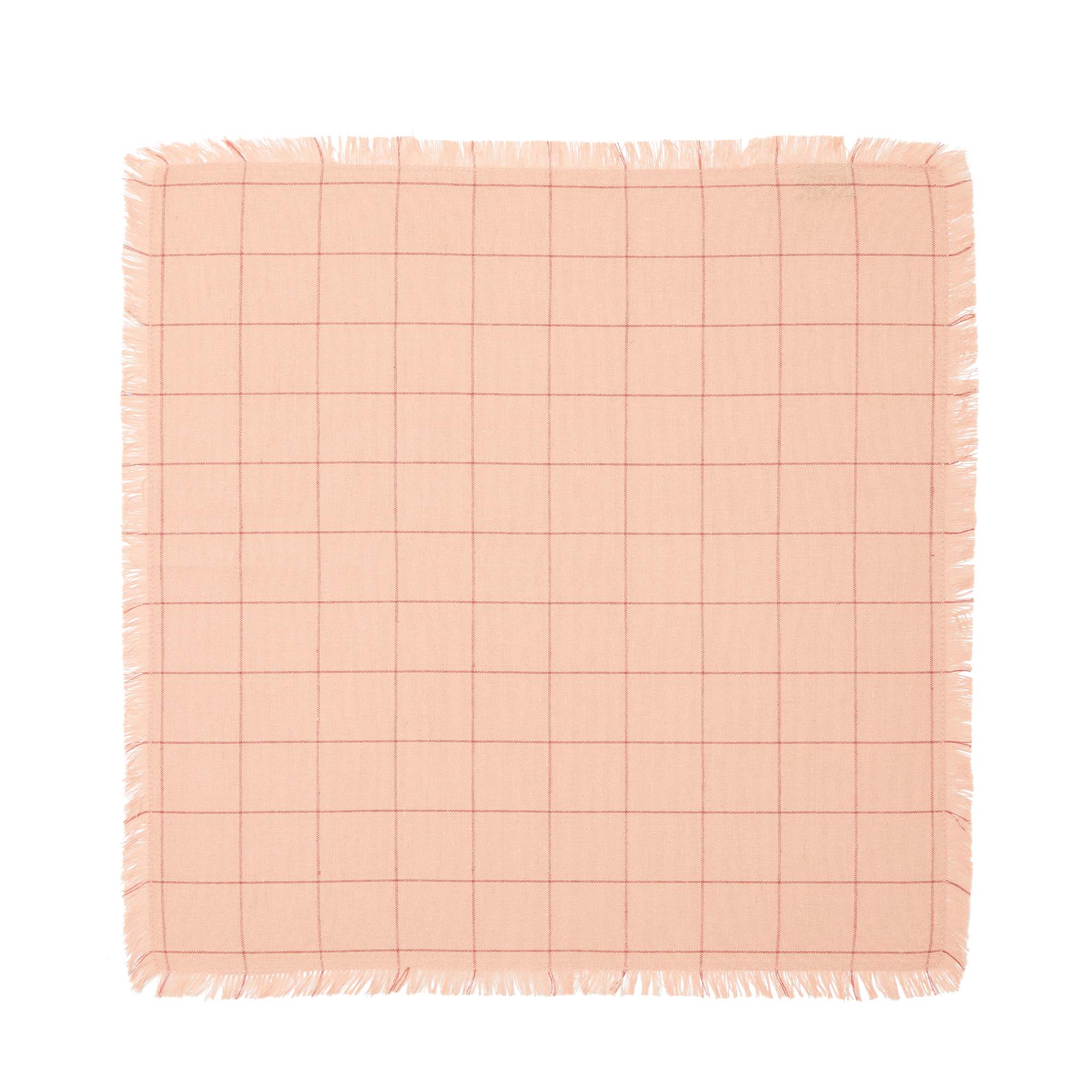 Woven Check Linen Napkin Peach 45 x 45cm