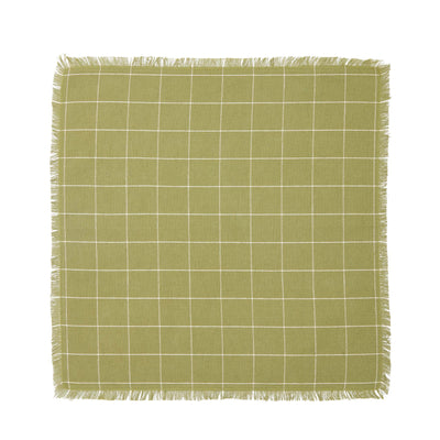 Woven Check Linen Napkin Calla Green 45 x 45cm