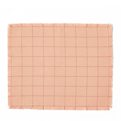 Woven Check Rectangular Placemat Peach 40 x 30cm