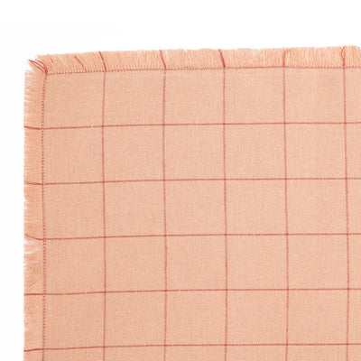 Woven Check Rectangular Placemat Peach 40 x 30cm