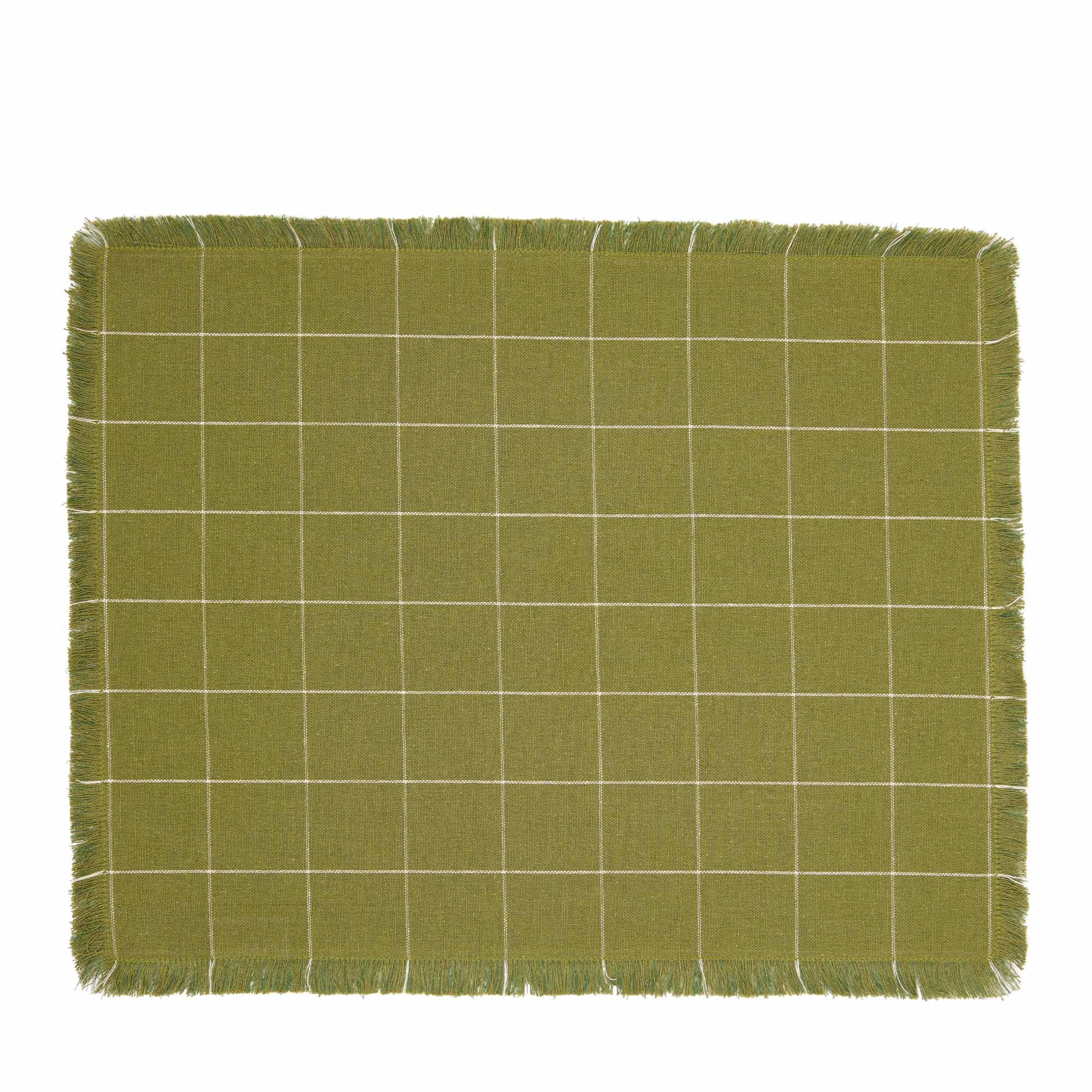 Woven Check Rectangular Placemat Calla Green 40 x 30cm