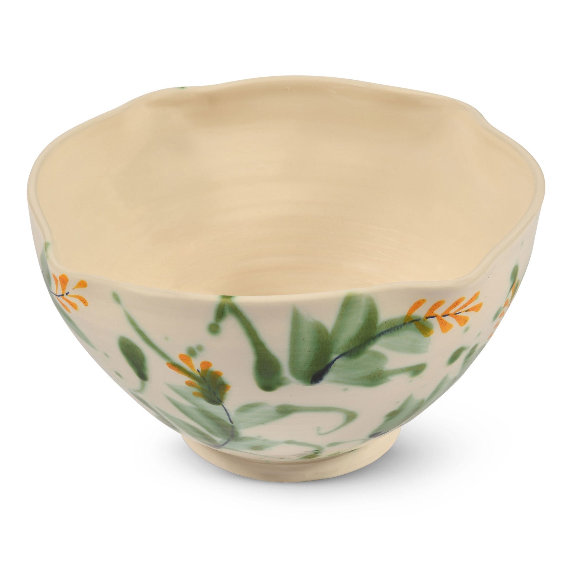 Ceramic%20Round%20Serving%20Salad%20Bowl%20With%20Yellow%20Wheat%20Motifs image 1