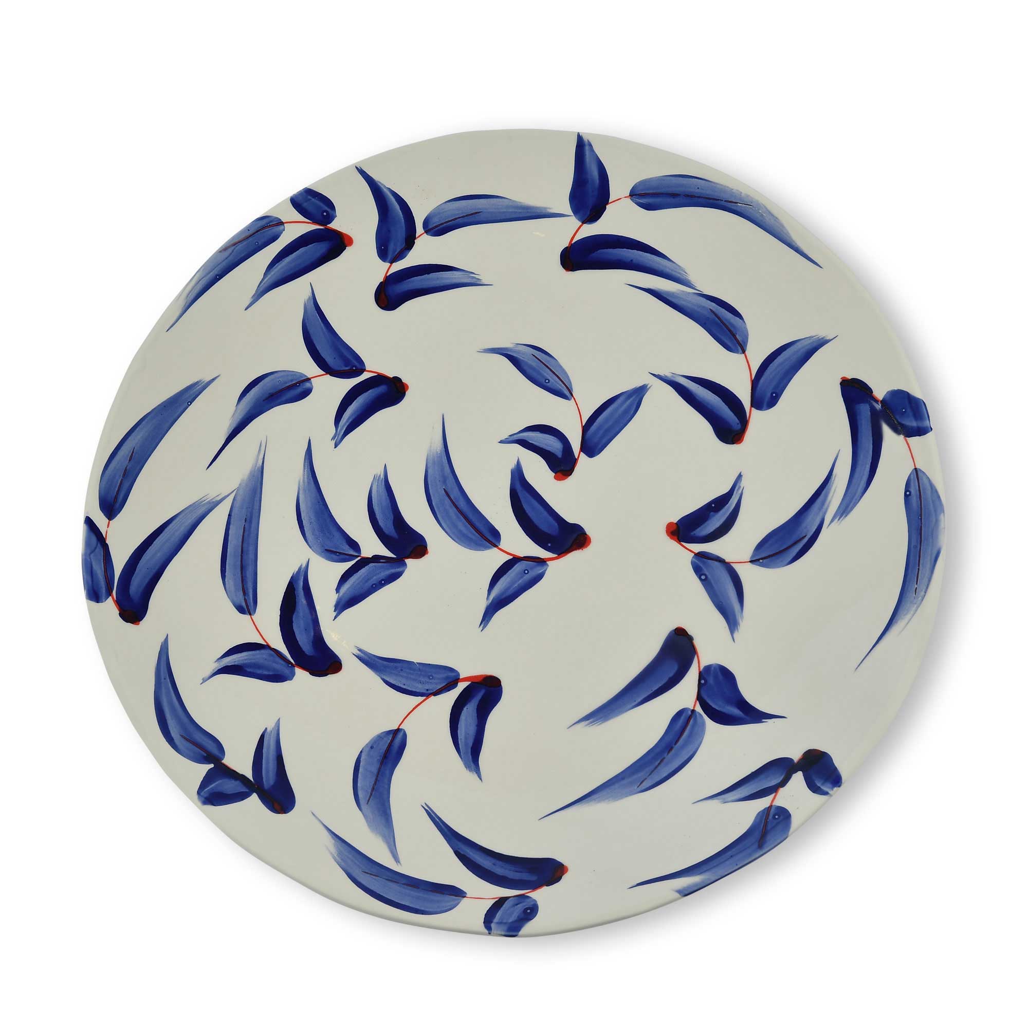 Ceramic%20Round%20Serving%20Plate%20With%20Three%20Leaves%20Motifs image 1