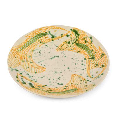 Serving Plate With Yellow Fish Motifs