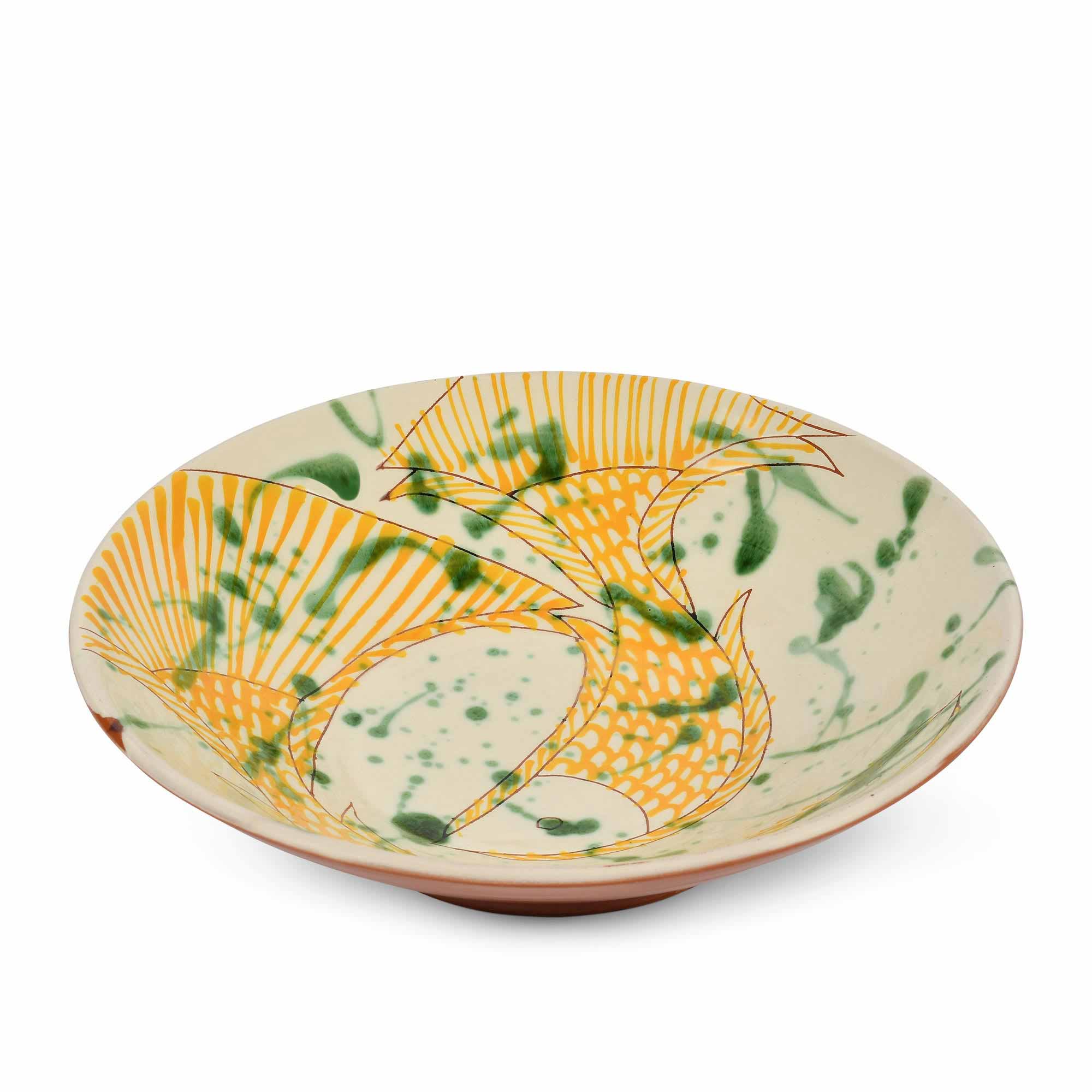 Ceramic%20Round%20Serving%20Plate%20With%20Yellow%20Fish%20Motifs%20-%20Large image 2