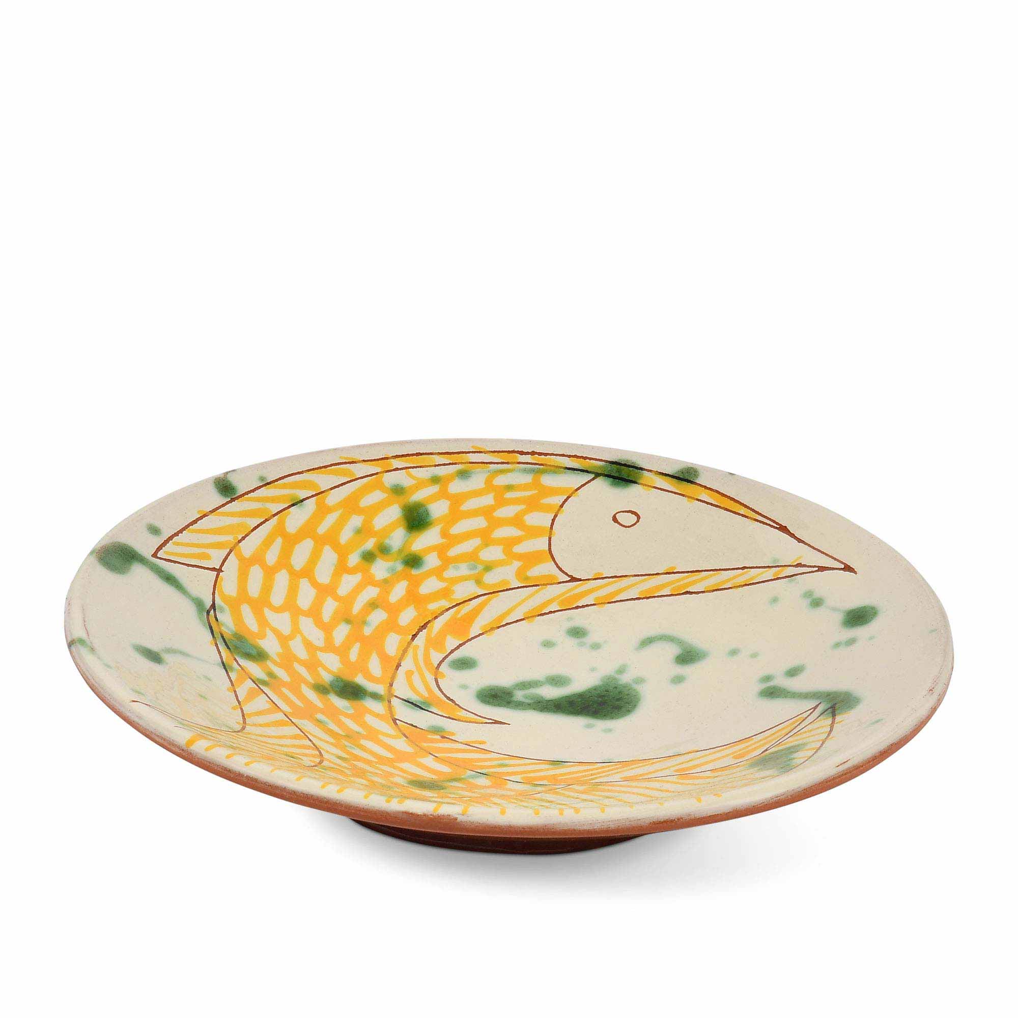 Ceramic%20Round%20Serving%20Plate%20With%20Yellow%20Fish%20Motifs%20-%20Medium image 2