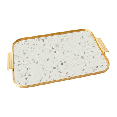 Ribbed Tray in Terrazzo and Gold - 20 Inch