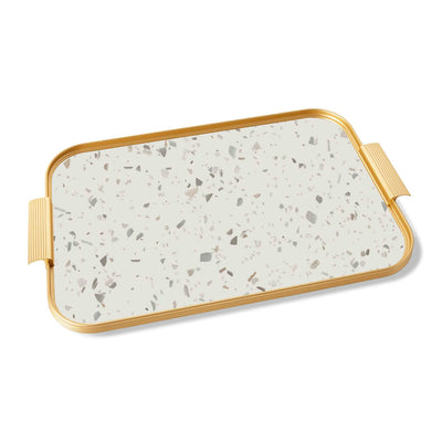 Ribbed Tray in Terrazzo and Gold - 18 Inch