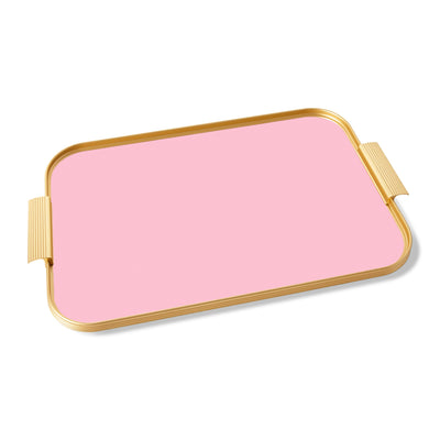 Ribbed Tray in Rose Pink and Gold - 18 Inch