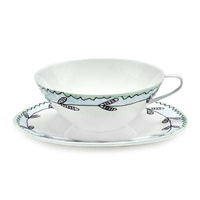 Blossom Milk Midnight Flowers Tea Cup With Saucer